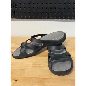 Crocs Black Grey Slip On Slide‎ Sandals Womens Size 7
